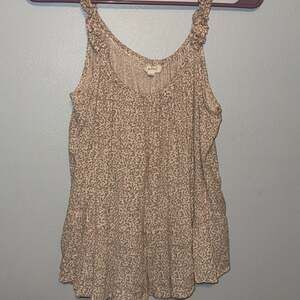 Sim & Sam Boho Leopard Print Ruffle Strap Flowy Peplum Tank Top Womens Size M